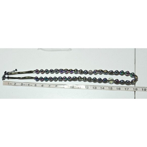 Chicos Elegant Iridescent Bead Necklace Rhinestone Accent Statement Fashion - Picture 7 of 8